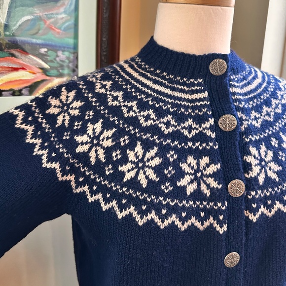 Hand Knit Norwegian Sweater in Navy & White  from O Allers Bergen, Norway - M-L - Picture 3 of 11